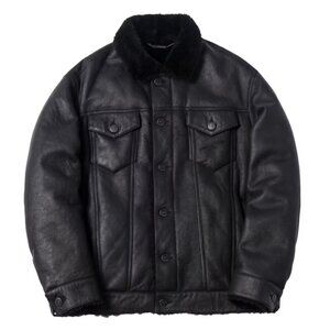 Sold~KITH leather trucker jacket XS